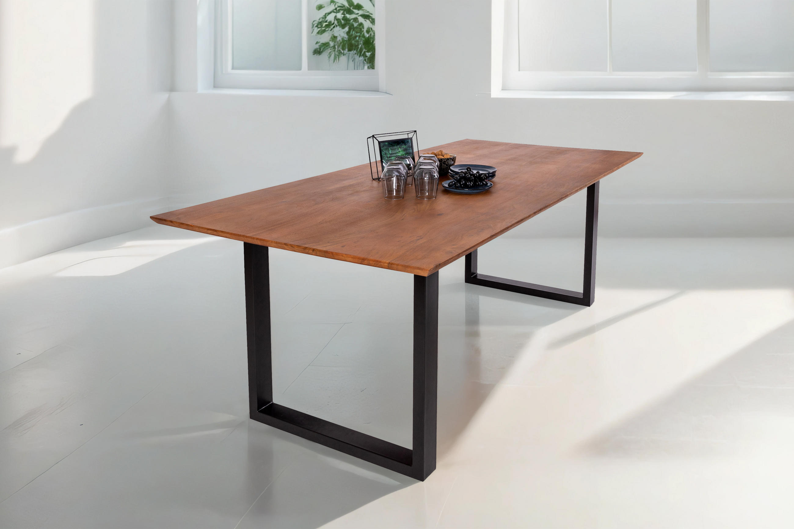 ESSTISCH ATLANTA - Schwarz/Braun, Holz/Metall (100/220/77cm) - SAM