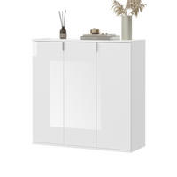 KOMMODE weiß Hochglanz 91 cm, Sideboard mit 10 Fächern - Chromfarben/Weiß Hochglanz, Holzwerkstoff/Metall (91/99/34cm) - Inn.Furn