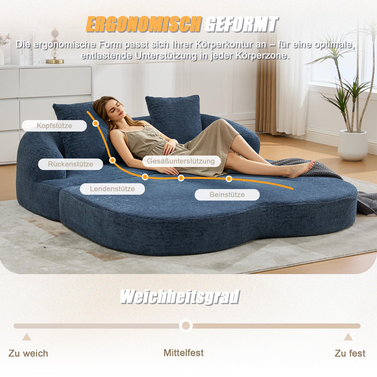 SCHLAFSOFA, 2 Sitzer aus Chenille, Klappsofa Bodensofa mit Schlaffunktion, Blau - Blau, Textil (157/44/153cm) - LVHOM