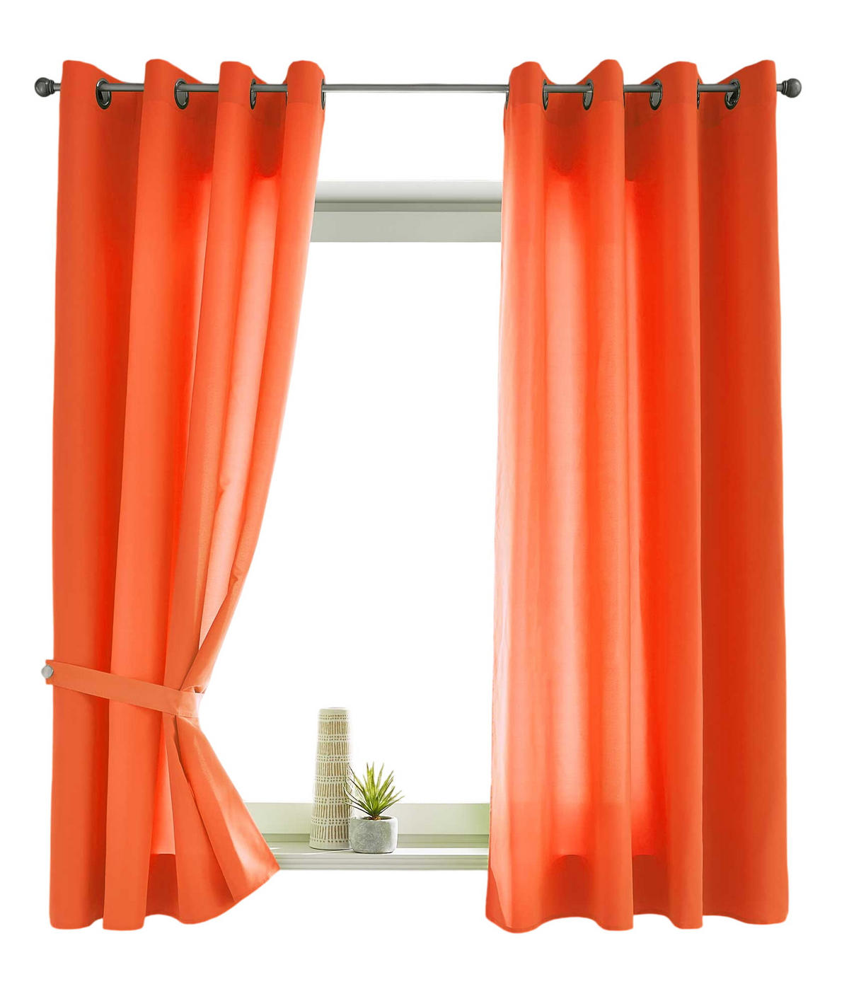 VORHANG 2ER SET BERLIN HxB 145x140cm Orange - Orange, Textil (140/145/145cm) - Gardinenbox