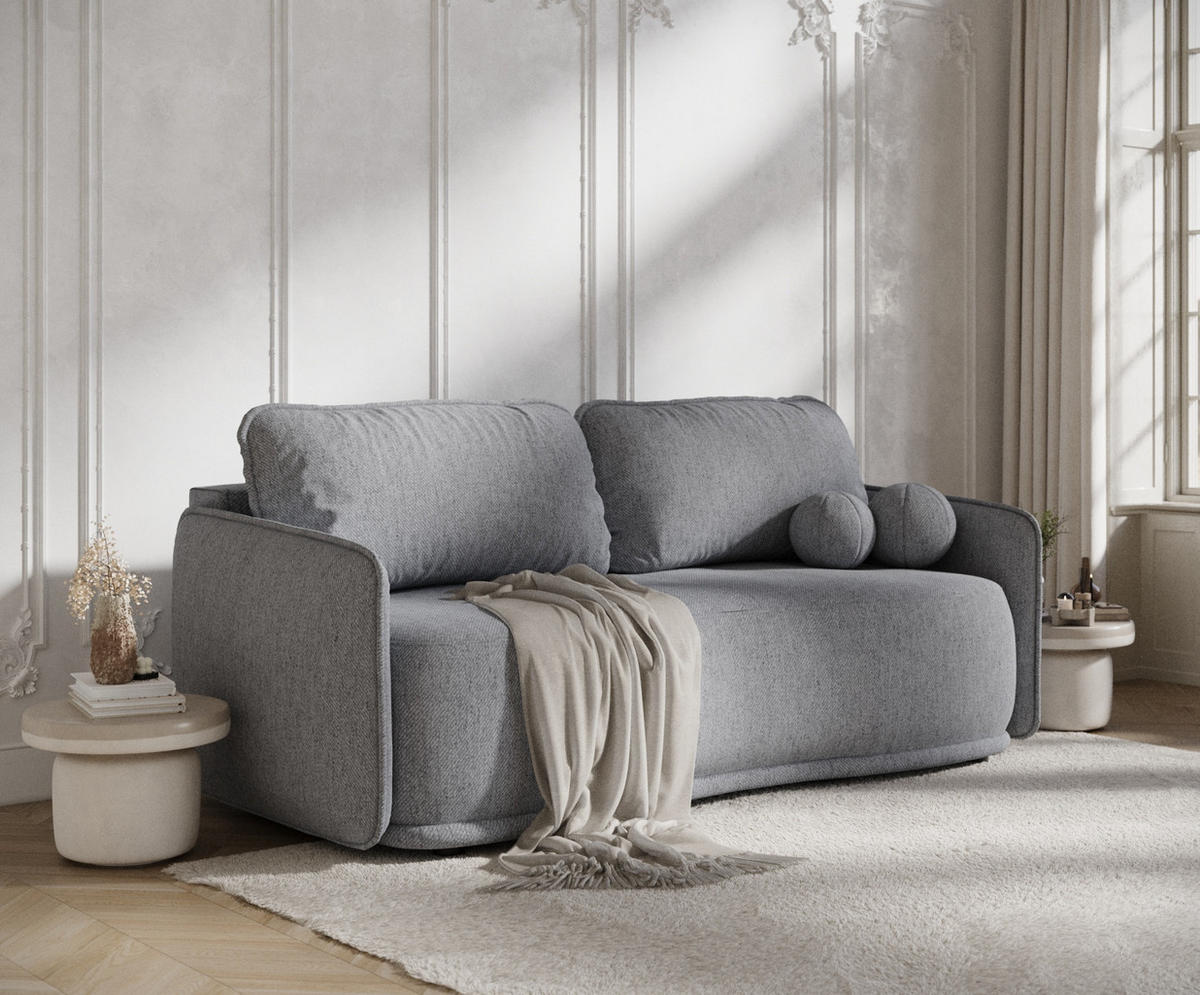 SCHLAFSOFA Mitsis Grau Webstoff - Schwarz/Grau, Holz/Holzwerkstoff (231/93/106cm) - Maison de Reve