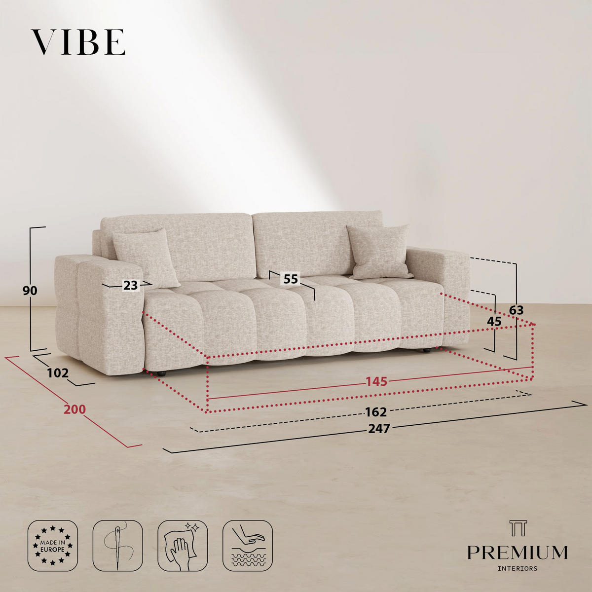 SCHLAFSOFA mit Stauraum VIBE Kettgewebe mit weichem Griff Braun 247cm - Braun, Textil (247/90/102cm) - Premium Interiors