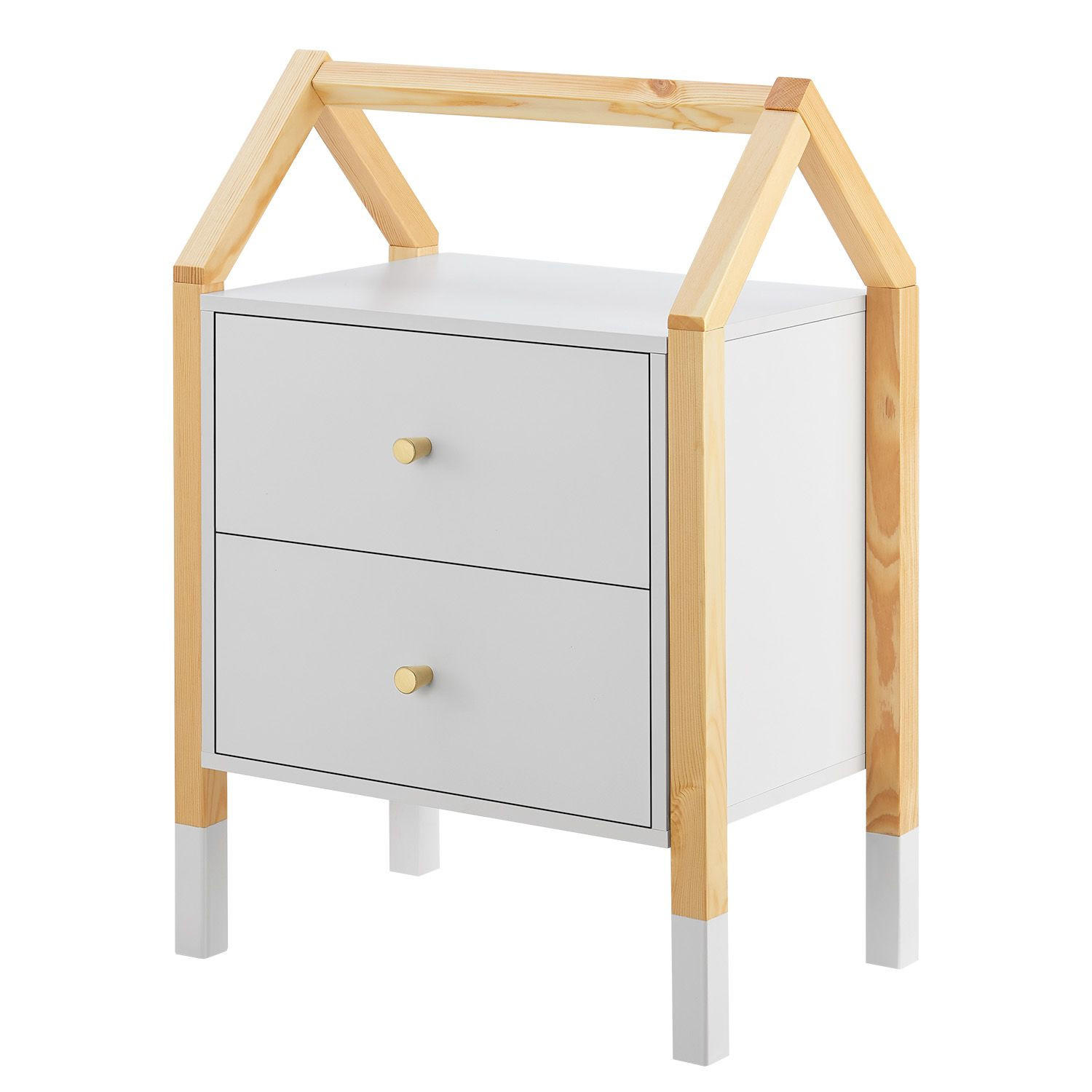 NACHTTISCH Enny mit 2 Schubladen Kinder - Weiß, Holz (30/55/46cm) - Juskys