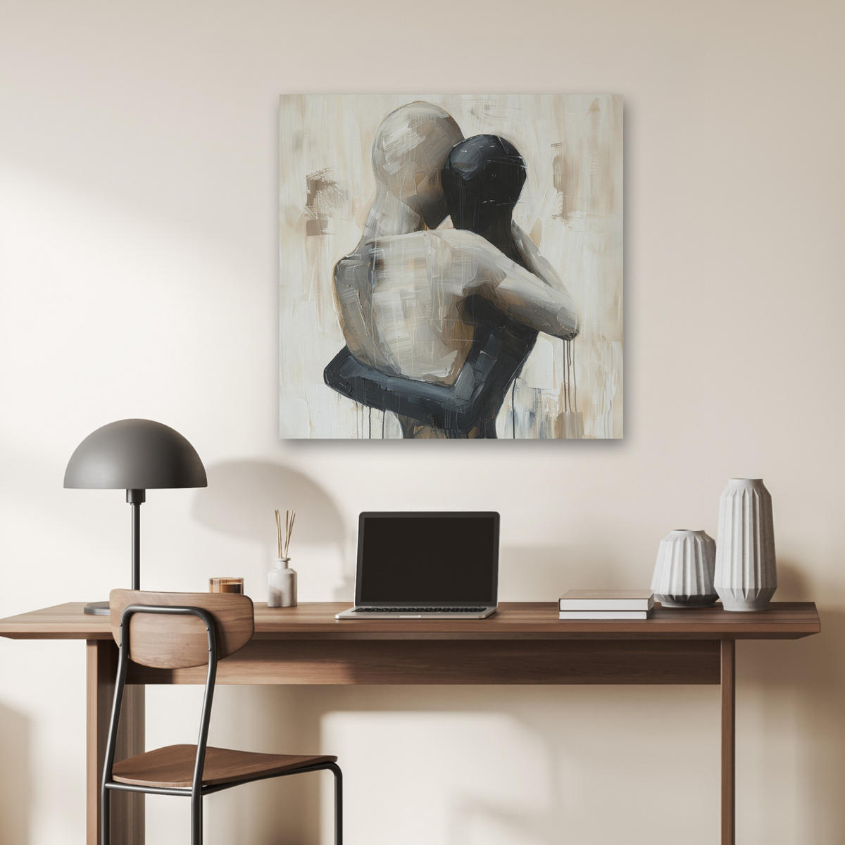 AKUSTIKBILD Abstrakt - Liebe - Schwarz und weiß - Modern Akustikpaneele 80x80 cm - Schwarz, Kunststoff (80/80/0.9cm) - MuchoWow