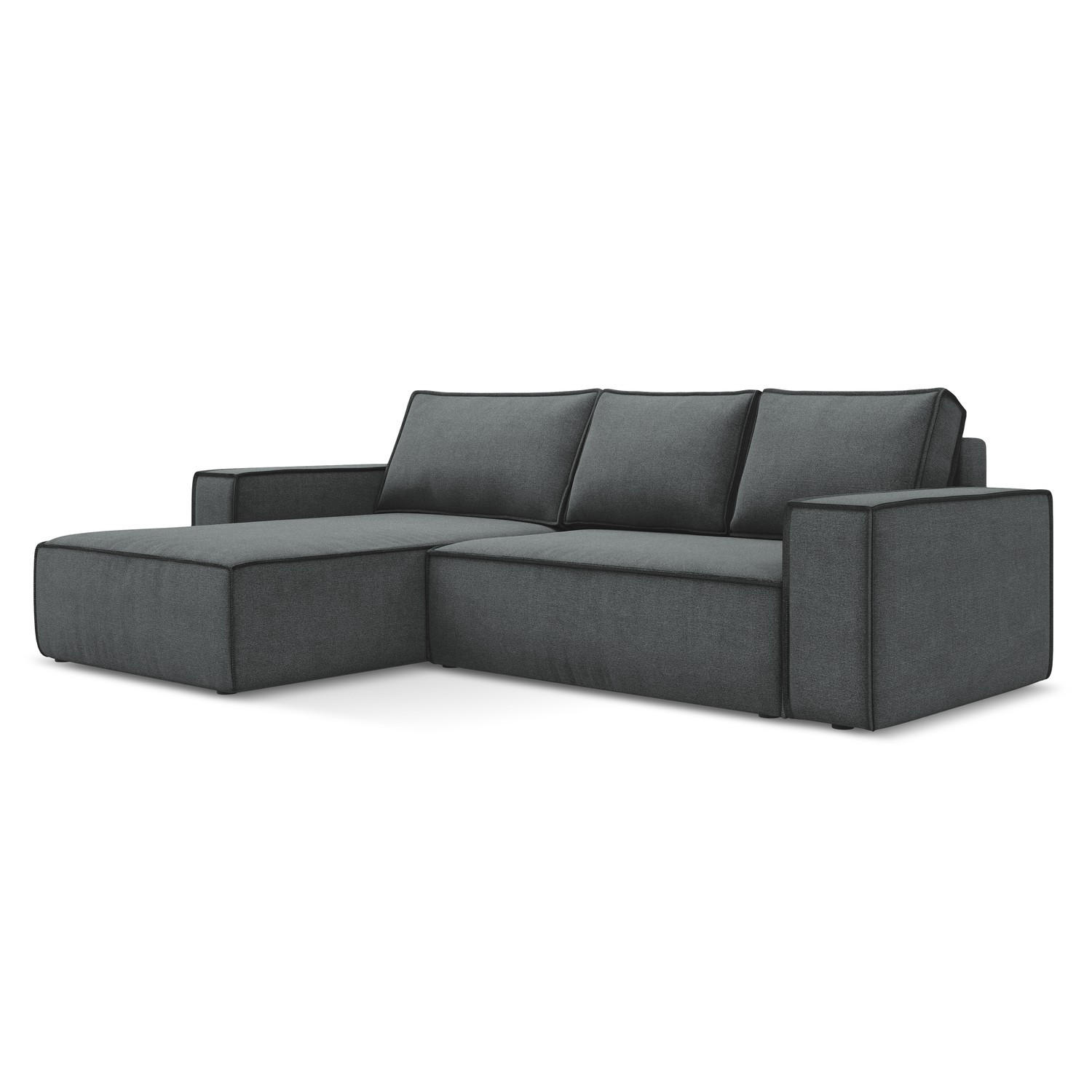 ECKSOFA mit Schlaffunktion Strukturstoff Stoff Grau - Schwarz/Grau, Kunststoff/Textil (185/290cm) - LaMiaSofa