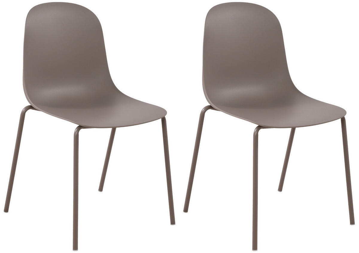 STAPELSTUHL 2er Set Kunststoff Taupe - Taupe, Kunststoff/Metall (51/85/53cm) - CLP