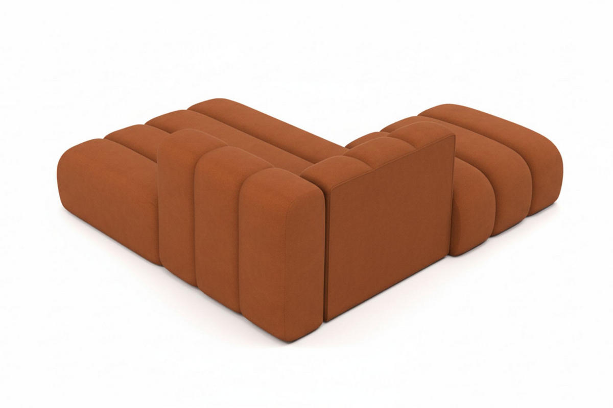 CHAISELONGUE Mit Hocker Grand, Veloursstoff Salvador, Braun, Links - Braun, Holz (204/179cm) - Kaiser Möbel