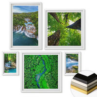 WANDBILDER 5er-Set - 50x50 cm & 20x30 cm & 40x60 cm Weißer Rahmen - Strandwellen, Himmelsbrücke, Spaziergang - Weiß, Kunststoff (40/60cm) - ArtPrintCave