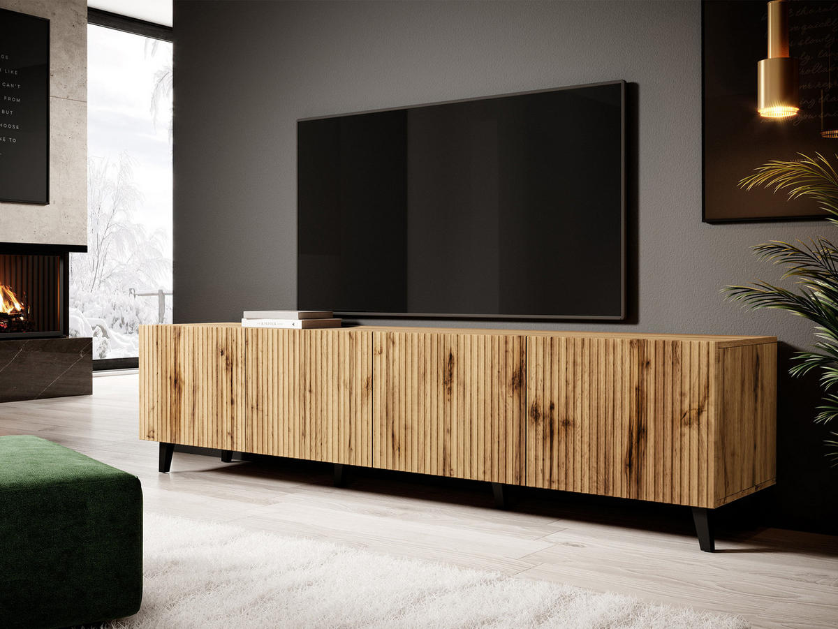 TV-ELEMENT Vamos 200 - Schwarz/Braun, Holzwerkstoff/Kunststoff (201/53/42cm) - MIRJAN24