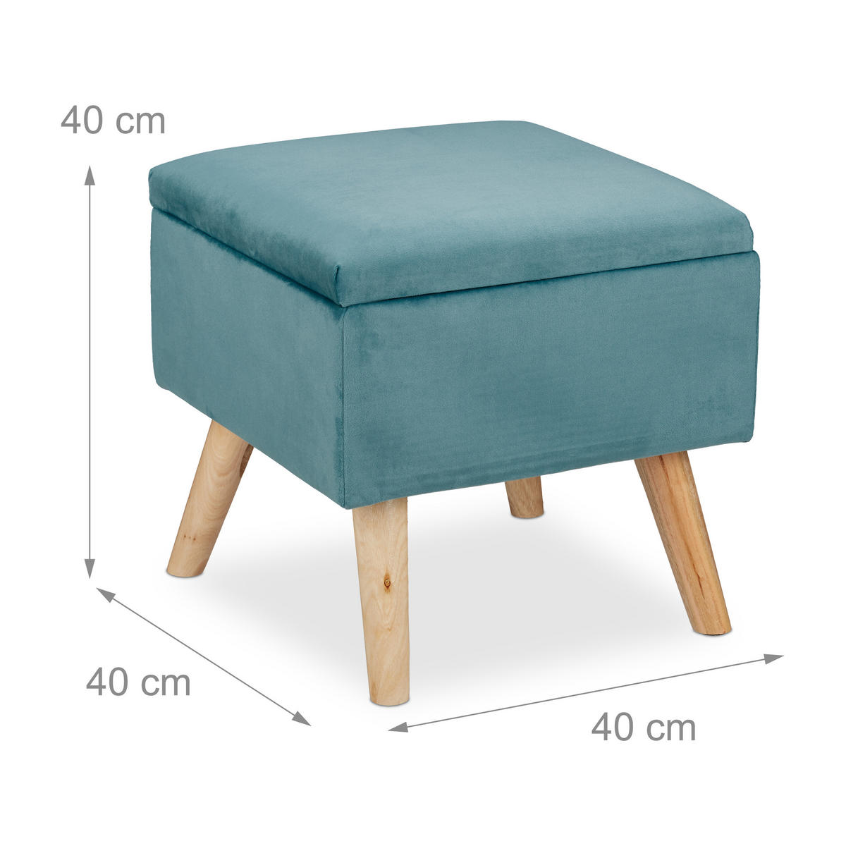 SAMTHOCKER - Türkis, Holz/Holzwerkstoff (40/40/40cm) - Relaxdays