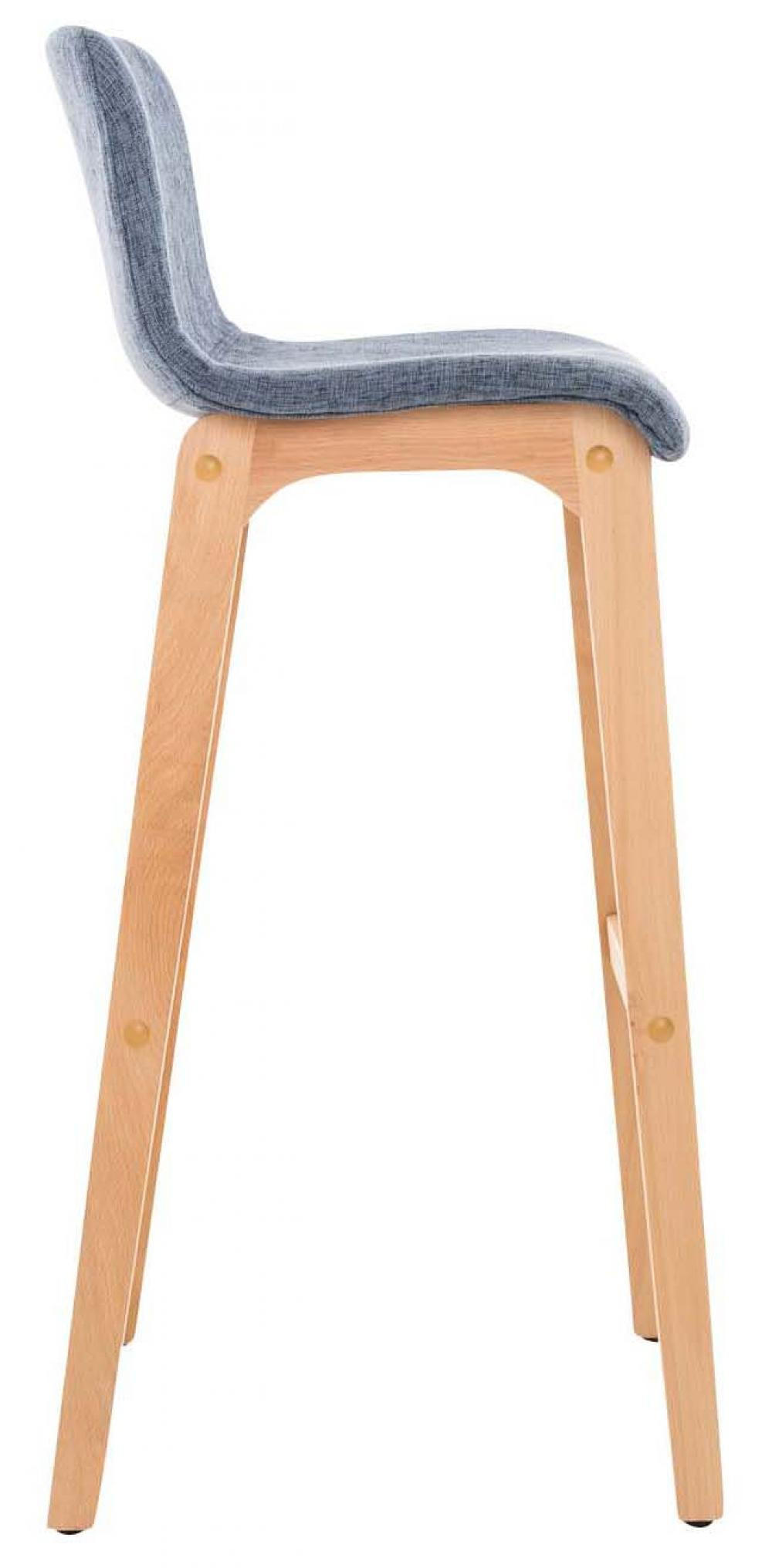BARHOCKER 2er Set Stoff blau - Blau/Eukalyptusholzfarben, Holz/Textil (41/101/46cm) - CLP