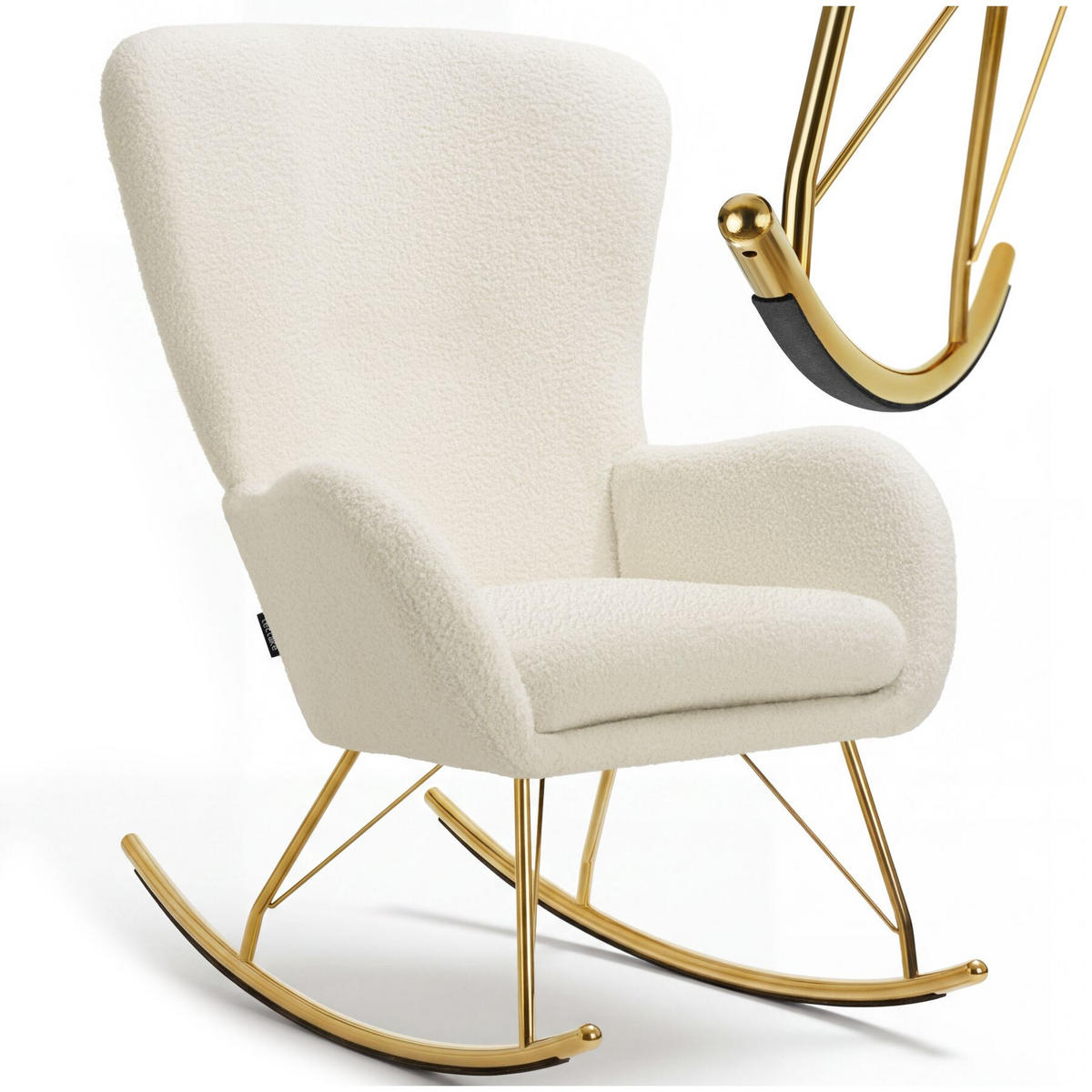 SCHAUKELSTUHL Swing, 70 x 93 x 100 cm, Belastbarkeit 120 kg, creme/gold - Goldfarben/Creme, Kunststoff (70/100/93cm) - tectake