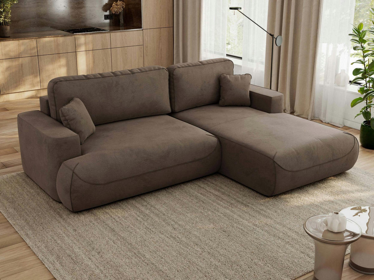 ECKSOFA OVO L Braun Velvet - Rechts Seite - Schwarz/Braun, Kunststoff/Textil (195/271cm) - MKS
