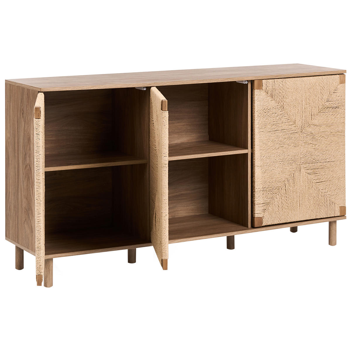 SIDEBOARD mit 3 Türen Hellbraun Bondi - Hellbraun/Braun, Holz/Holzwerkstoff (153/81/40cm) - Beliani