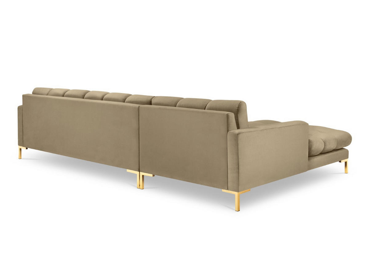 ECKSOFA links Mamaia aus Samt beige 5 Sitzplätze - Beige, Textil (185/293cm) - Micadoni