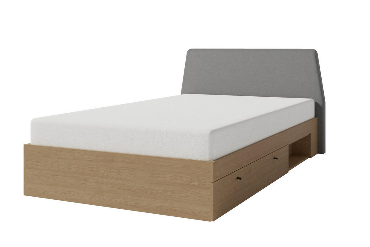 JUGENDBETT ALBI 120/200 in Baltic Düne Eiche / Grau - Alteiche/Grau, Holzwerkstoff (120/200cm) - Deine Möbel 24