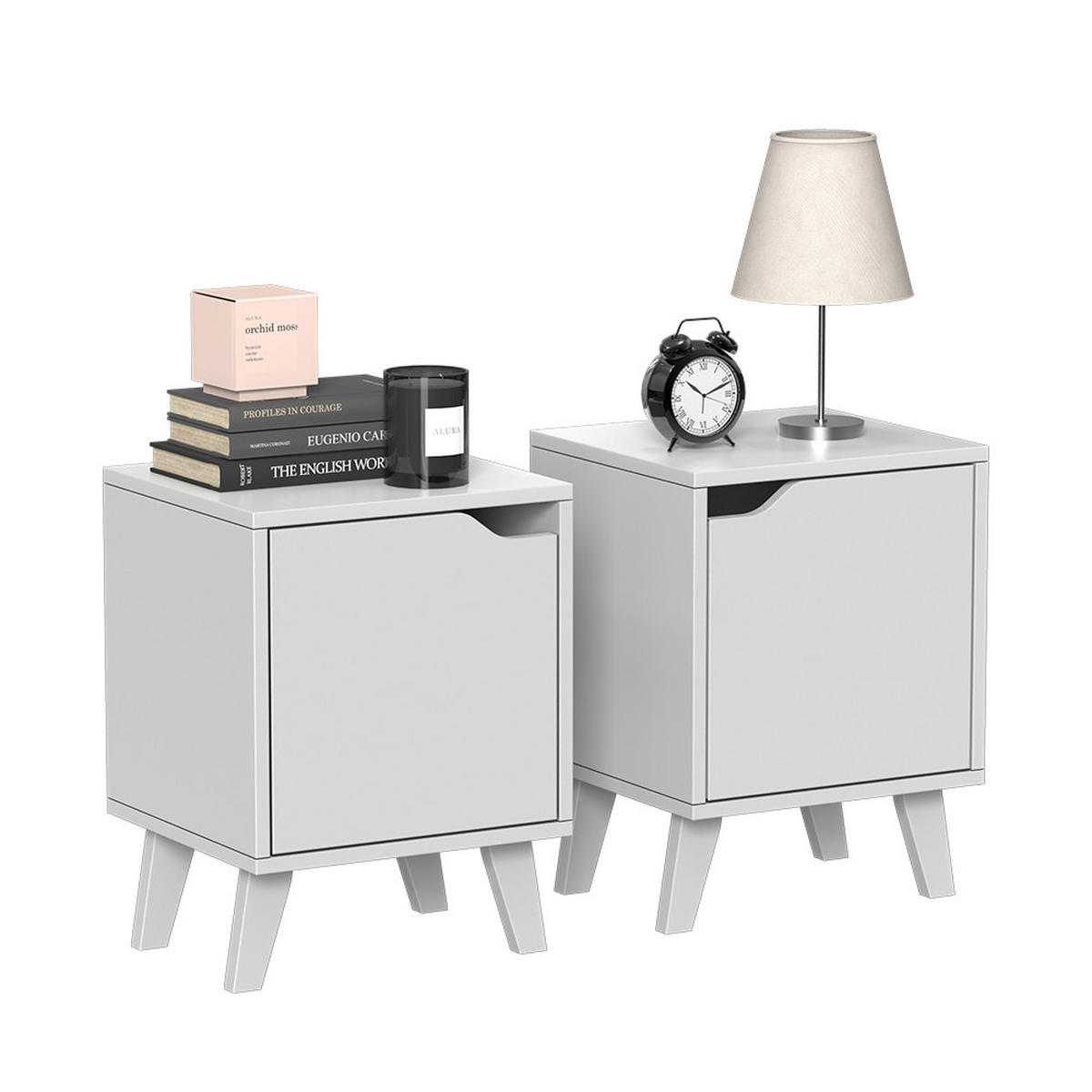 NACHTTISCH Malu Weiß 2er Set - Weiß, Holzwerkstoff (34.5/47/32cm) - Vicco