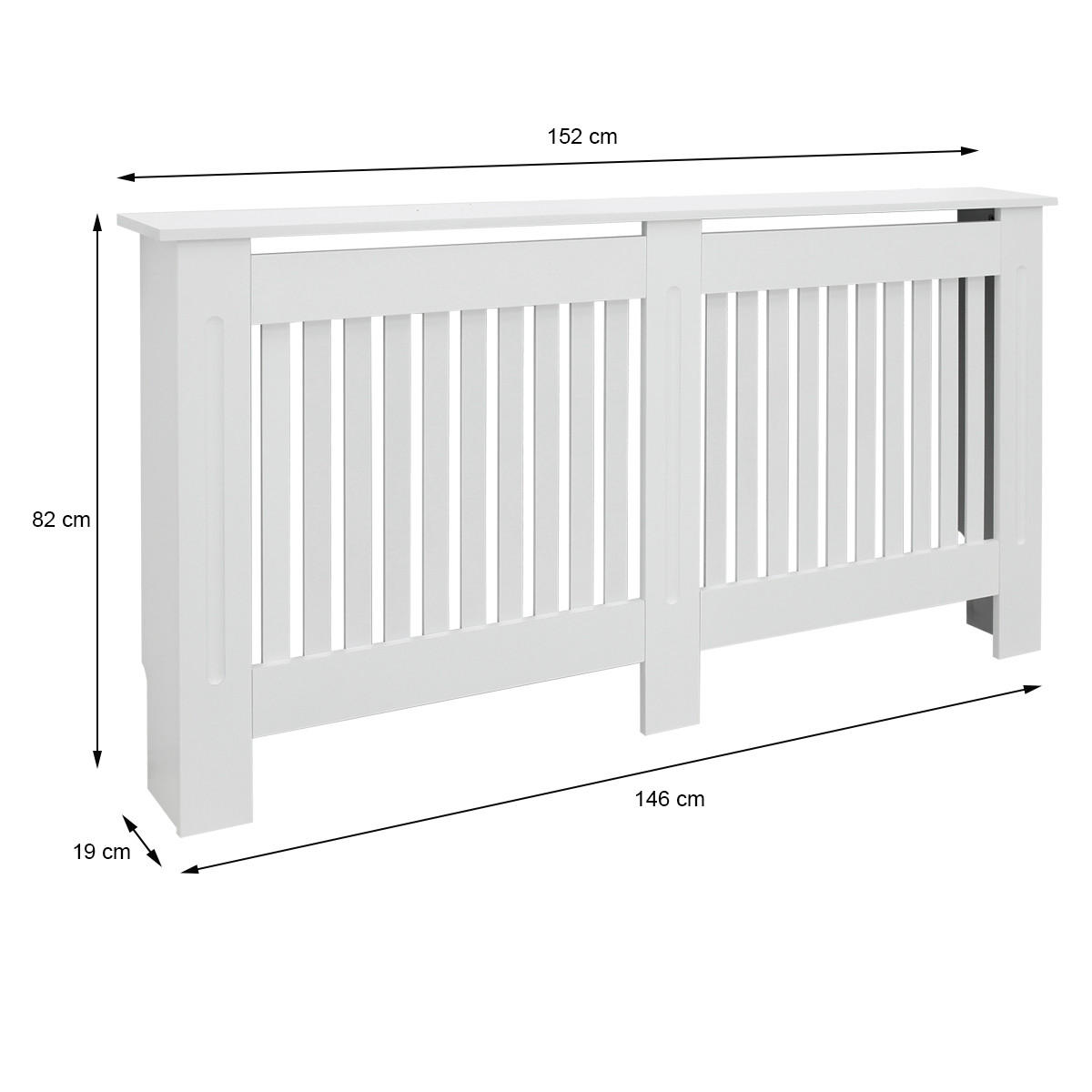HEIZKÖRPERVERKLEIDUNG Landhausstil 152 x 19 x 82 cm Weiß - Weiß, Holzwerkstoff (19/152/82cm) - ECD-Germany