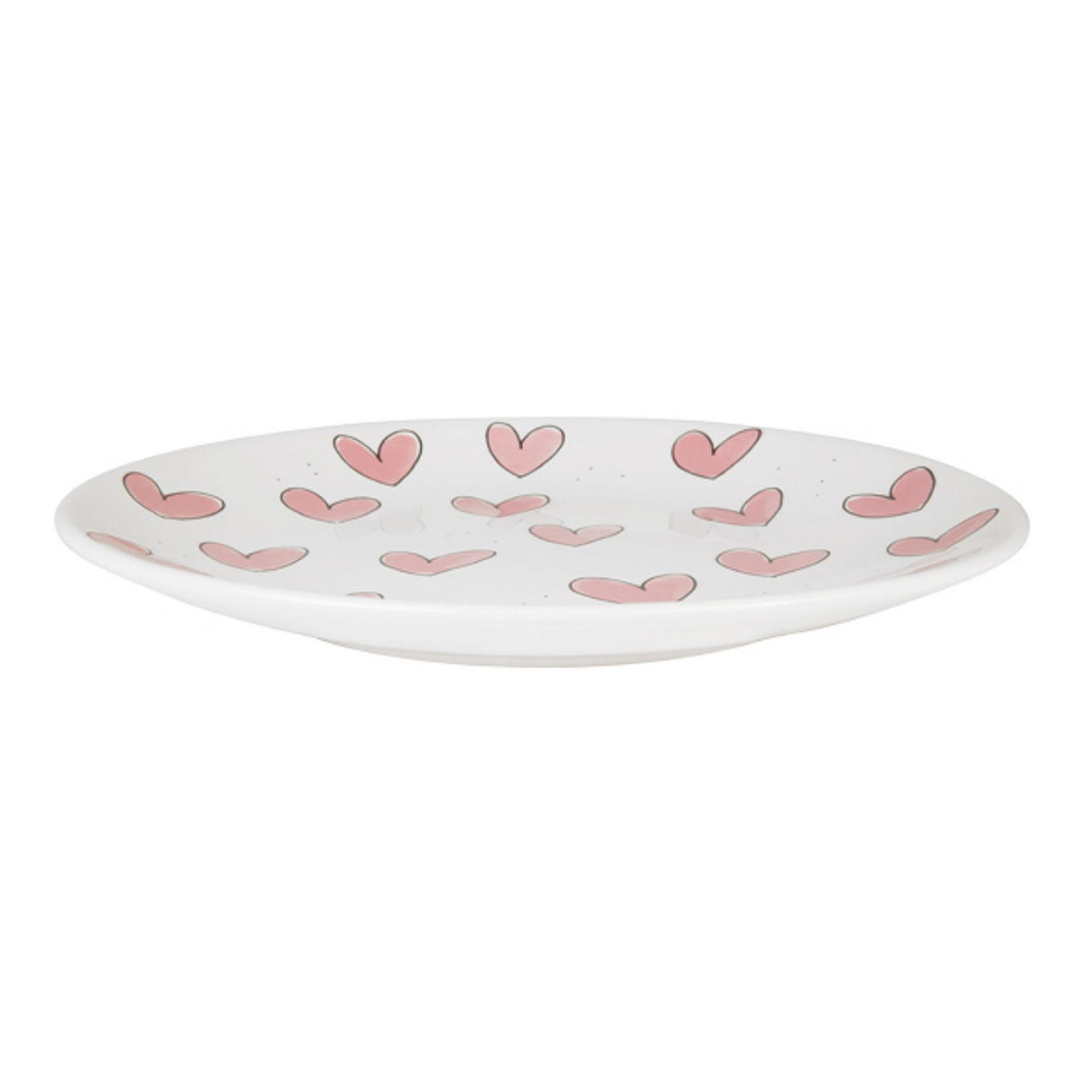 FRÜHSTÜCKSTELLER Rosa Herzen in Rosa - 22cm - Pink, Keramik (21.8/21.8/2.5cm) - Blond Amsterdam
