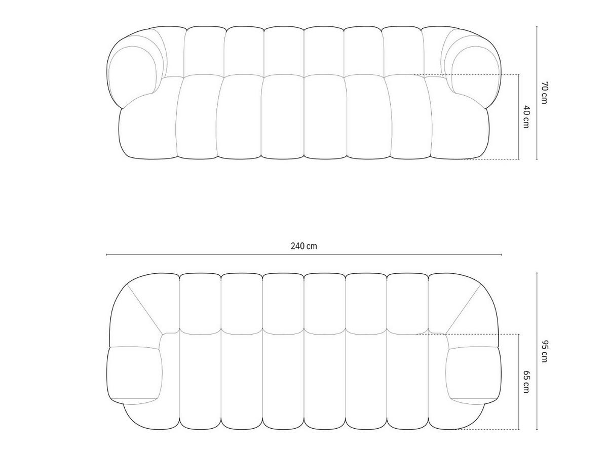 SOFA Koge aus Chenille-Stoff marineblau 4 Sitzplätze - Blau, Textil (95/70/240cm) - Cosmopolitan Design