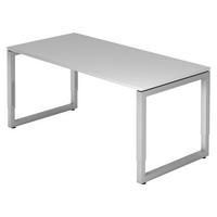 SCHREIBTISCH Serie-R 80/160/74 cm in Grau/Silberfarben - Silberfarben/Grau, Holzwerkstoff (80/160/74cm) - bümö