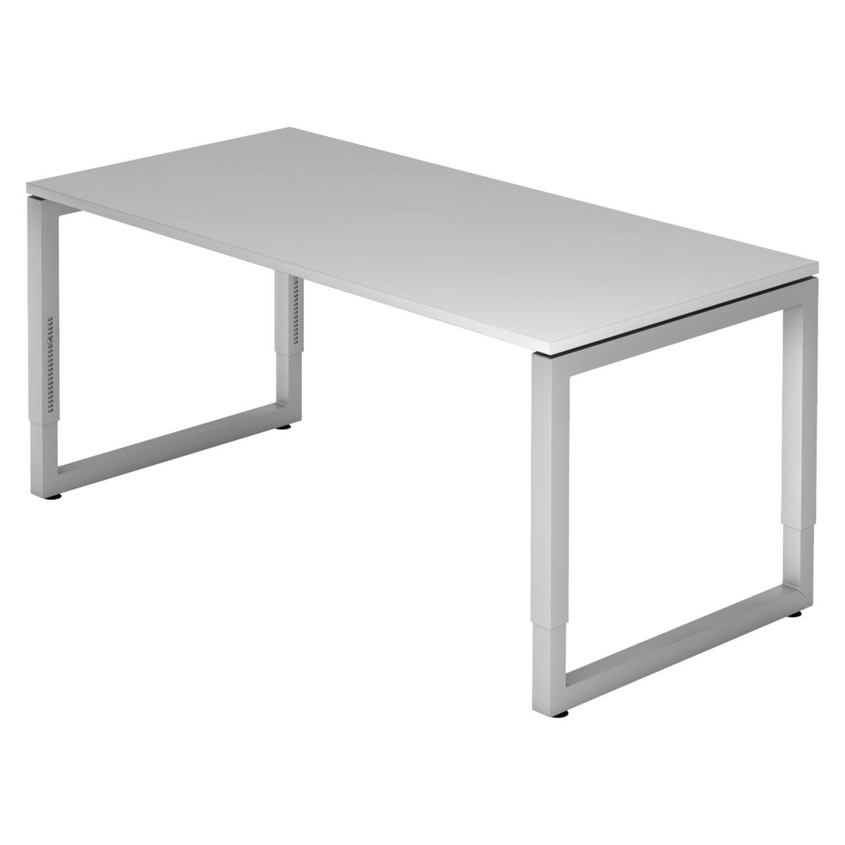 SCHREIBTISCH Serie-R 80/160/74 cm in Grau/Silberfarben - Silberfarben/Grau, Holzwerkstoff (80/160/74cm) - bümö