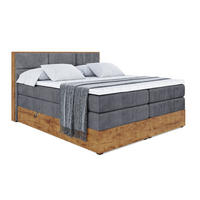 BOXSPRINGBETT mit Matratze H3|H4 und Lattenrost - LOLLI1 KING-160x200 - Dunkelgrau Casablanca - Dunkelgrau, Holzwerkstoff (160/200cm) - ALTDECOR