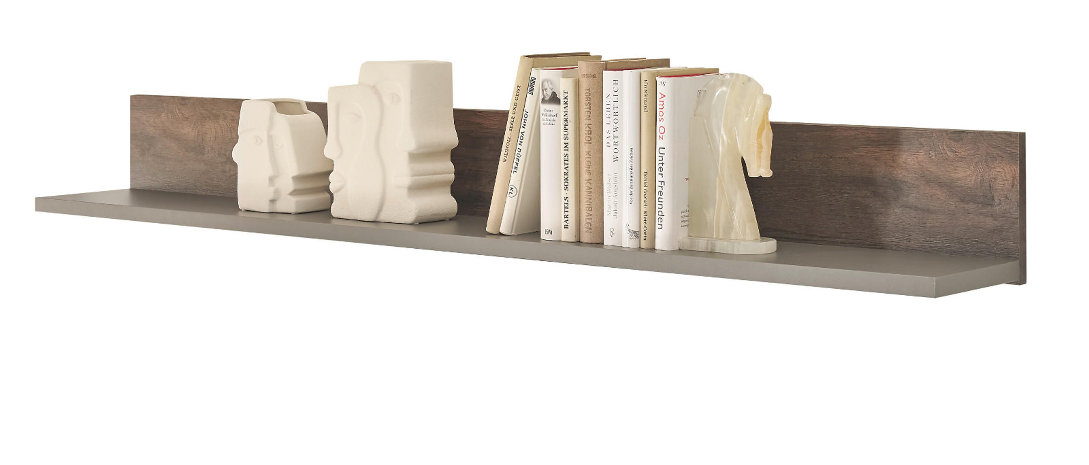 WANDBOARD Thermo Eiche, grau, Wandregal 152 cm - Eichefarben/Grau, Holzwerkstoff (152/17/20cm) - Furn.Design