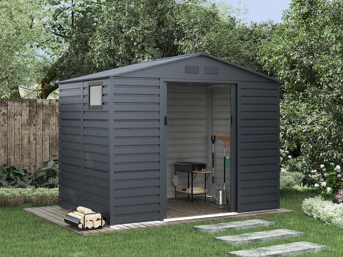SCHREBERGARTENHAUS - 267 cm x 181 cm - metall - anthrazitgrau Adelmo - Anthrazit, Metall (267/221/181cm) - Vente-Unique