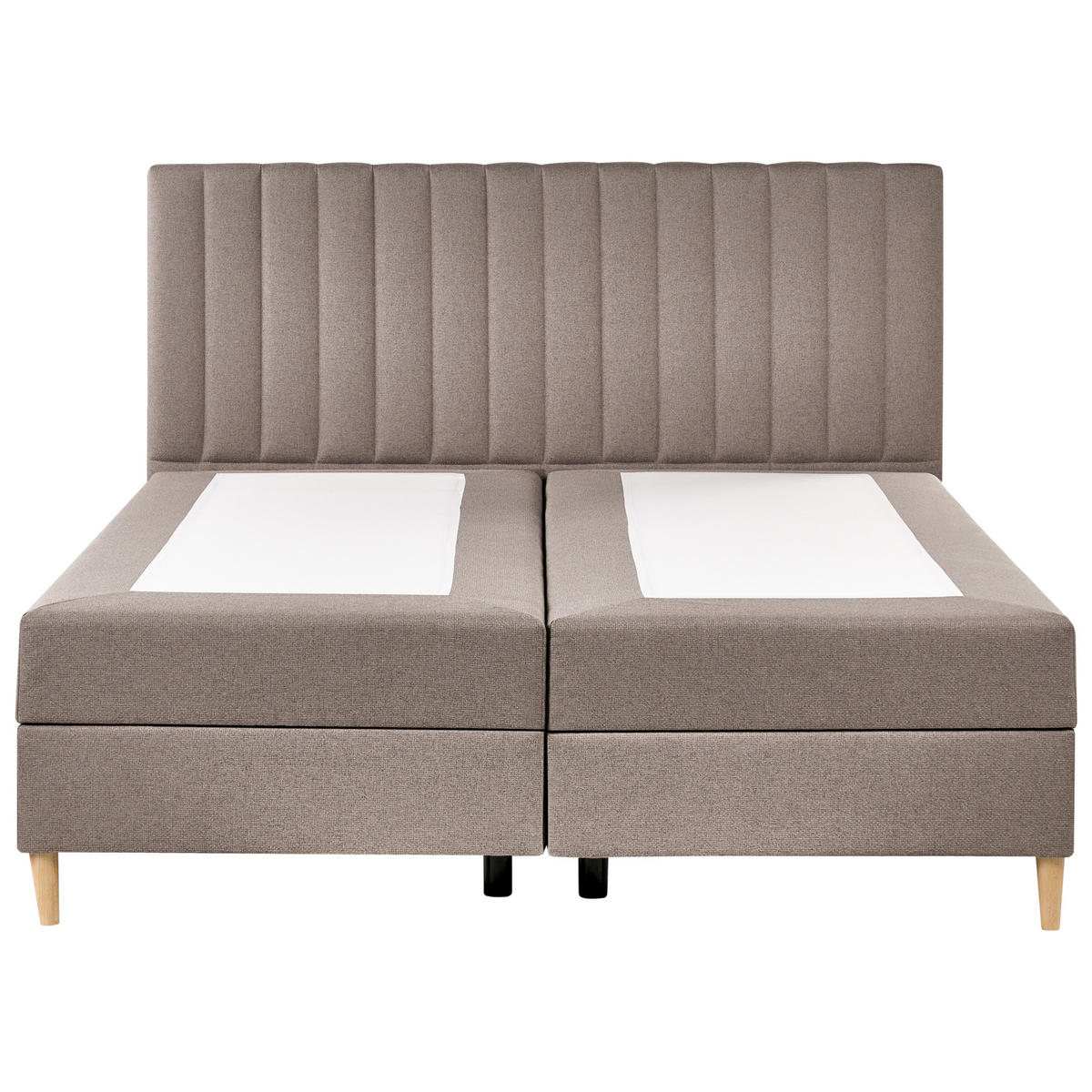 BOXSPRINGBETT mit Stauraum 180/200 cm Stoff Taupe Officer - Taupe, Textil (180/200cm) - Beliani