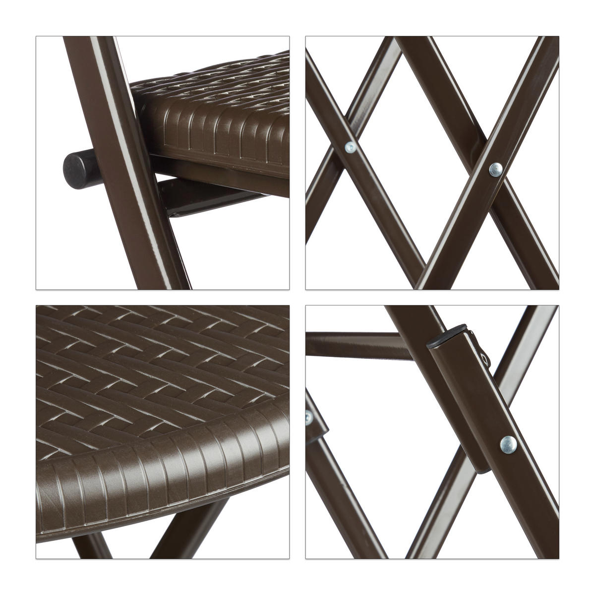 GARTENMÖBEL Set - Dunkelbraun, Kunststoff/Metall - Relaxdays