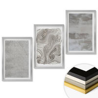 WANDBILDER 3er Set - 40x60 cm Silberner Rahmen - Industrielle abstrakte Muster - Silberfarben, Kunststoff (40/60cm) - ArtPrintCave