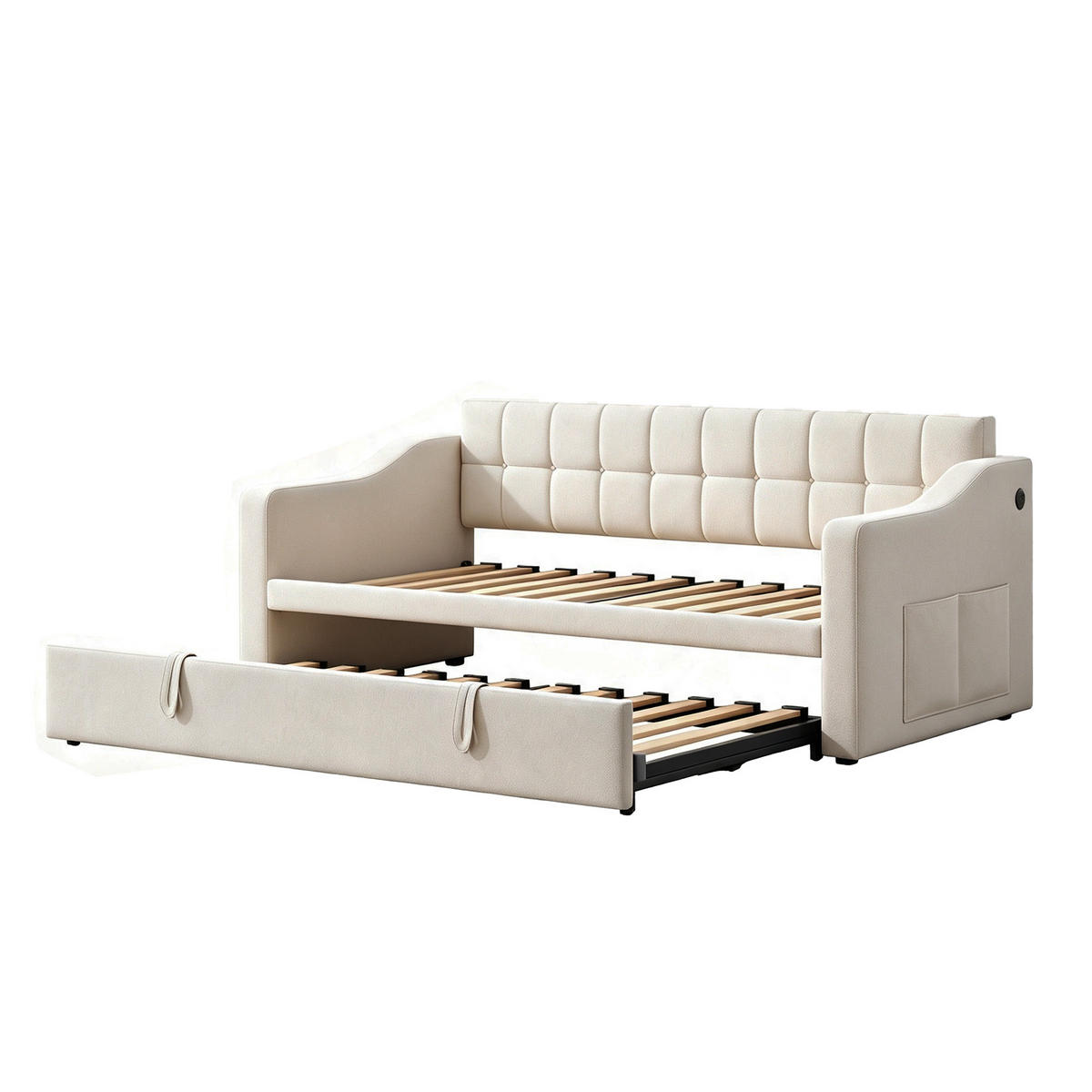 AUSZIEHBETT 90/180/190 cm, DE-01999, in Beige - Beige, Metall (90/190cm) - ComfortXL