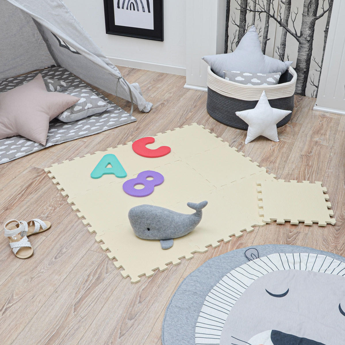 SPIELMATTE ab Null - 90 cm Baby Puzzlematte Beige - Beige, Kunststoff (30/30cm) - Littletom