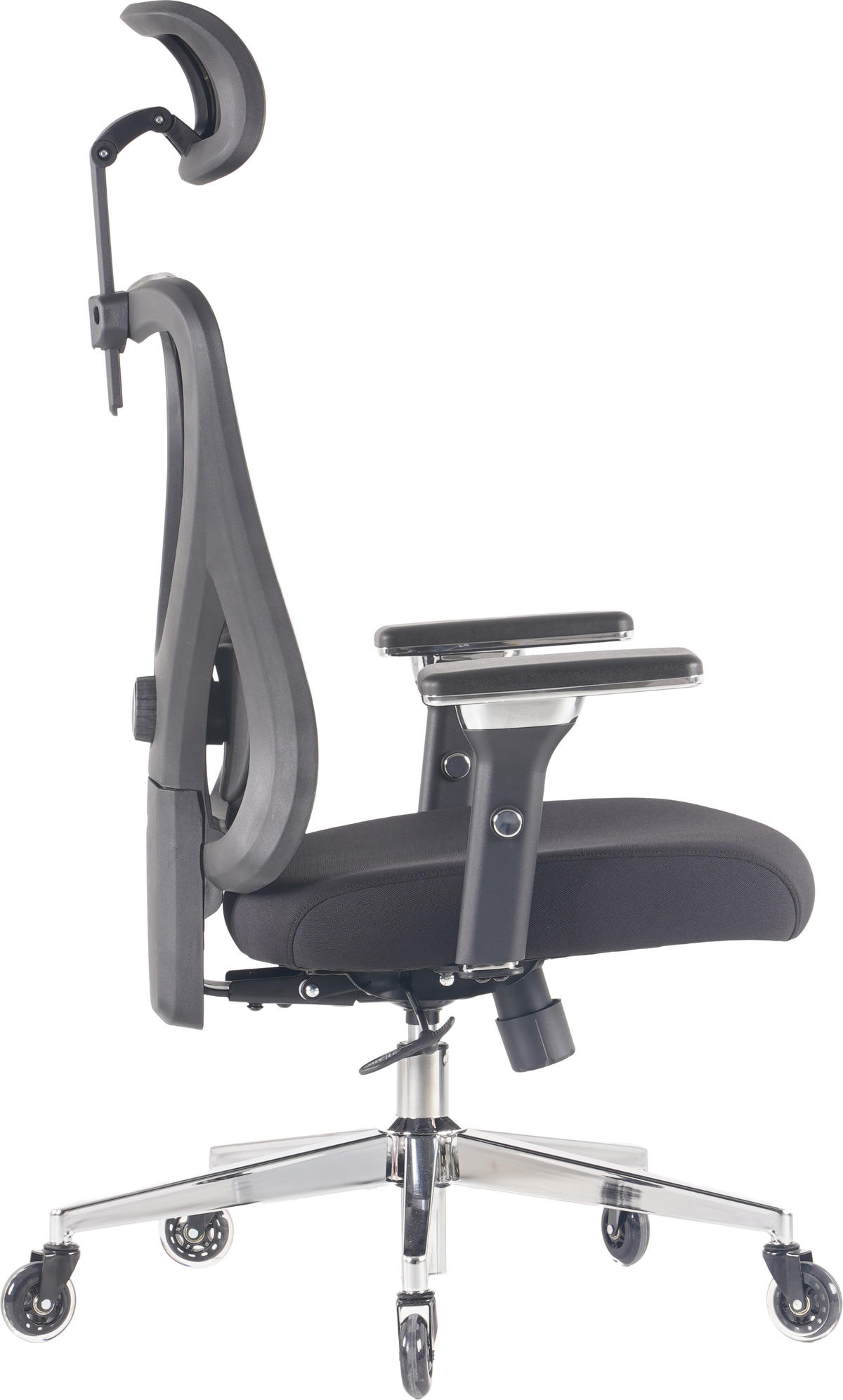BÜROSTUHL CleverSeat Schwarz - Silberfarben/Schwarz, Kunststoff/Textil (70/134/70cm) - Clouvou