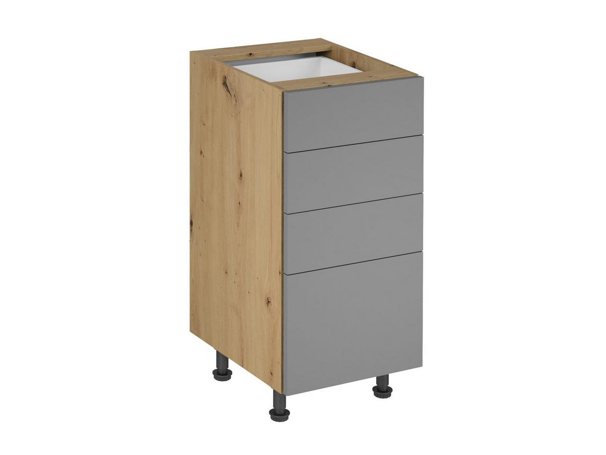 UNTERSCHRANK 40 cm – Nexa D40S4 – Beige / Push-to-Open Mechanismus - Beige, Holzwerkstoff (40/82/47cm) - ROYAL24_MARKT