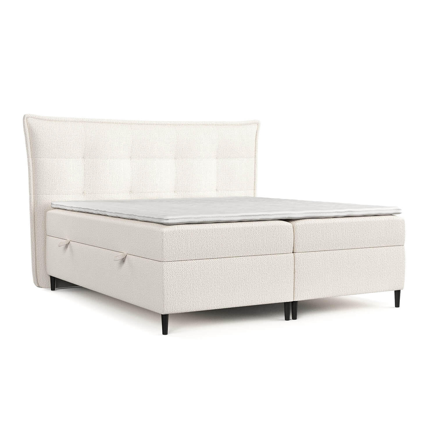 BOXBETT Las Palmas 140/200 cm Creme im Alta Stoff - Creme/Schwarz, Holz/Holzwerkstoff (140/200cm) - AltaBeds