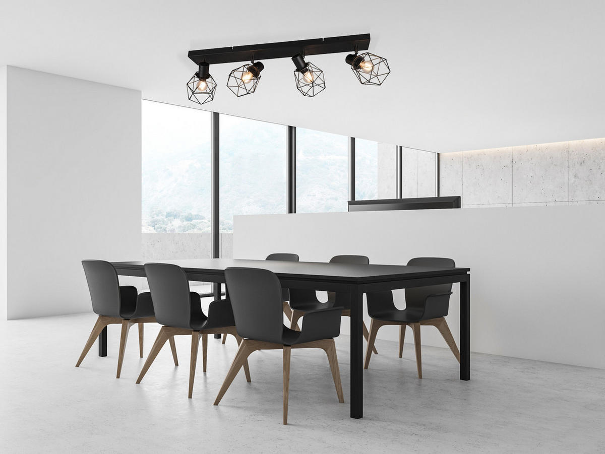 DECKENSTRAHLER 4-flammig Industrial Schwarz, Breite 70cm - Schwarz, Metall (9/70/14cm) - meineWunschleuchte