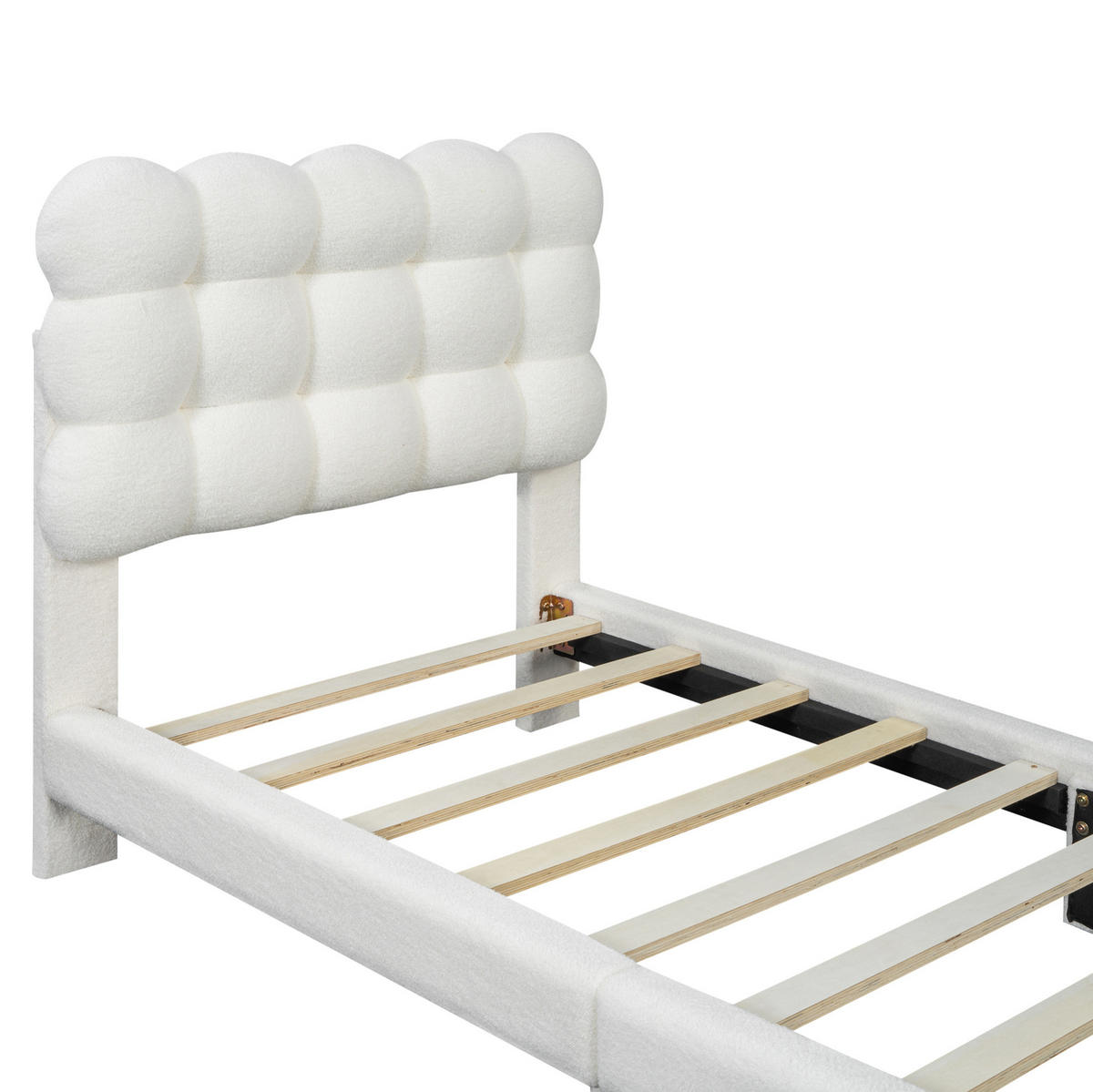 ČALOUNĚNÁ postel 90/200 cm bílá z plyše a MDF s nastavitelným čelem - bílá, textil (90/200cm) - OKWISH