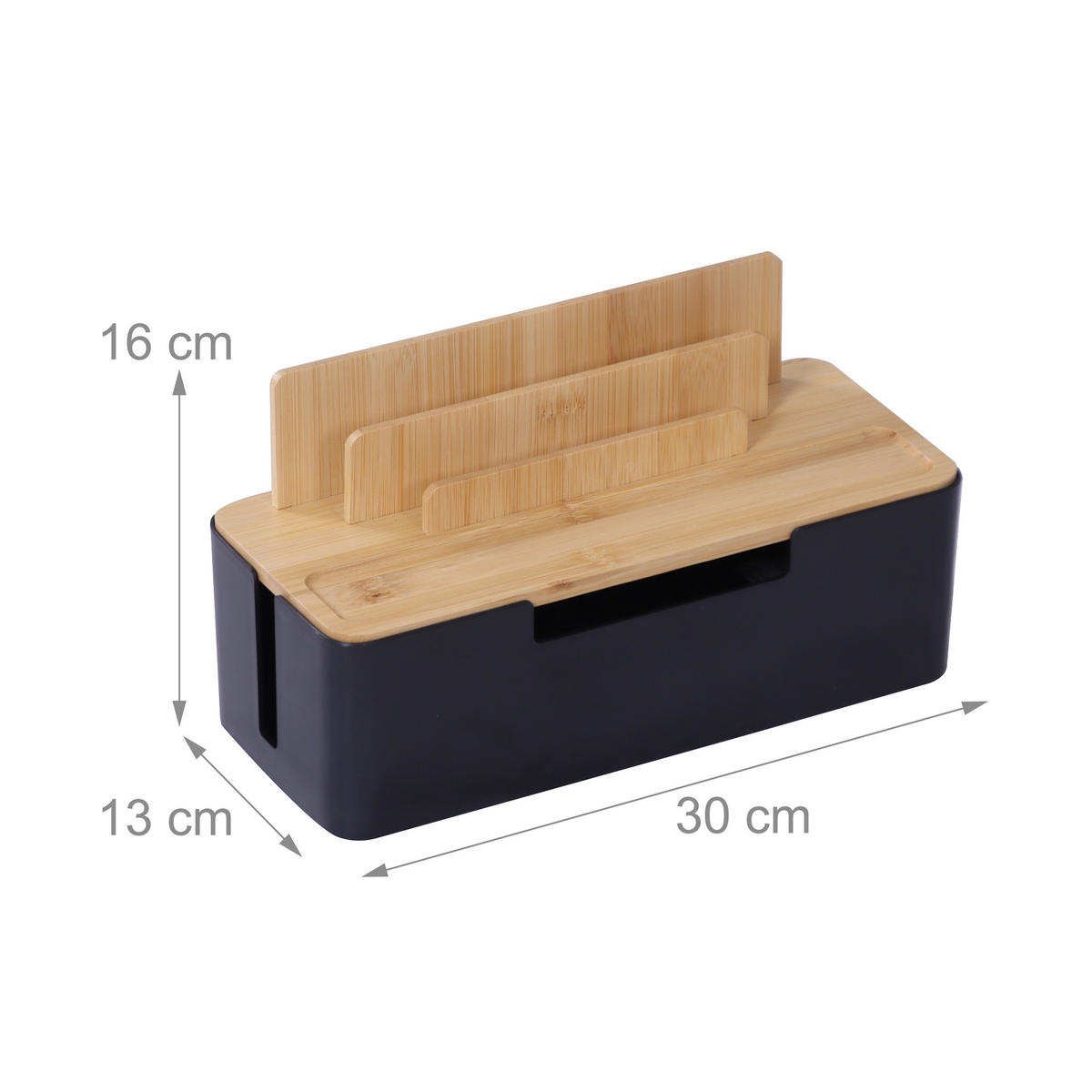 KABELBOX - Braun, Holz/Kunststoff (13/30/16cm) - Relaxdays