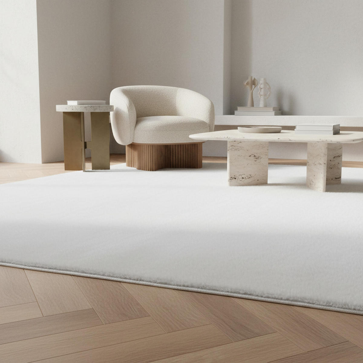 TEPPICH Kurzflor Unifarben Polyester Antirutsch Wohnzimmer Weiß Rechteckig 200x280 - Weiß, Textil (280/200cm) - KADIMA DESIGN