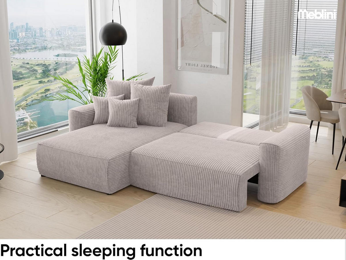 ECKSOFA BALI L - Beige/Schwarz, Holzwerkstoff (260/160cm) - Meblini