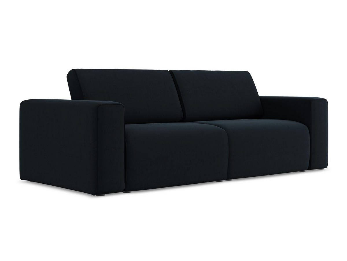 3-SITZER SOFA Samt Stoff Blau - Blau/Schwarz, Kunststoff/Textil (224/80/103cm) - Makamii