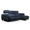 ECKSOFA SVEN 3-Sitzer, 1 Relax XL, verstellbare Kopfstützen, navy blue - Schwarz/Dunkelblau, Holzwerkstoff/Textil (256/163cm) - Courtois Laville