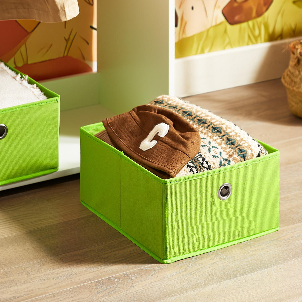KINDERGARDEROBE Weiß - Weiß/Grün, Holzwerkstoff (60/110/35cm) - SoBuy
