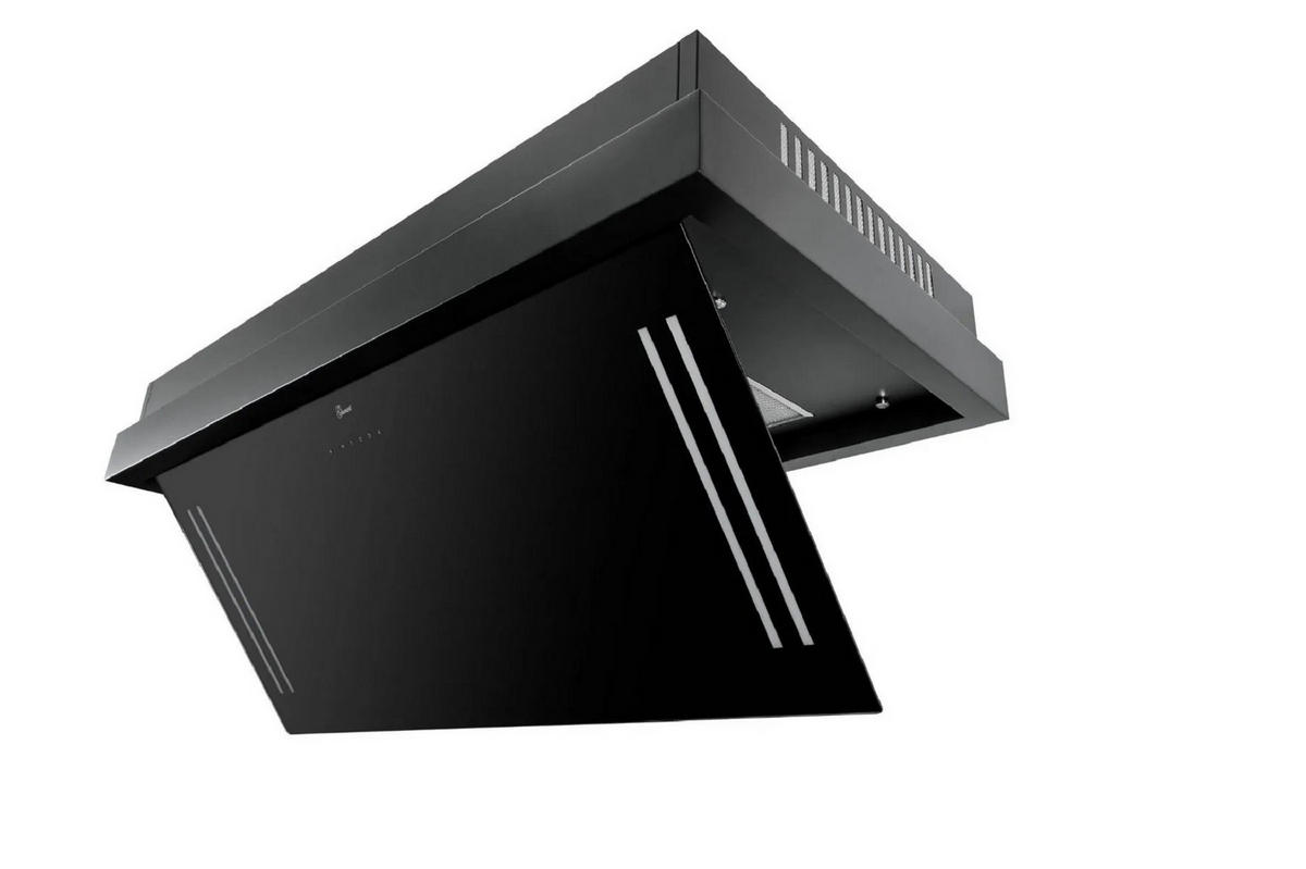 DUNSTABZUGSHAUBE GCH C 343 120 BL + Umluftset, 120 cm Schwarz Glas - Schwarz, Glas/Metall (120/17/60cm) - Gurari