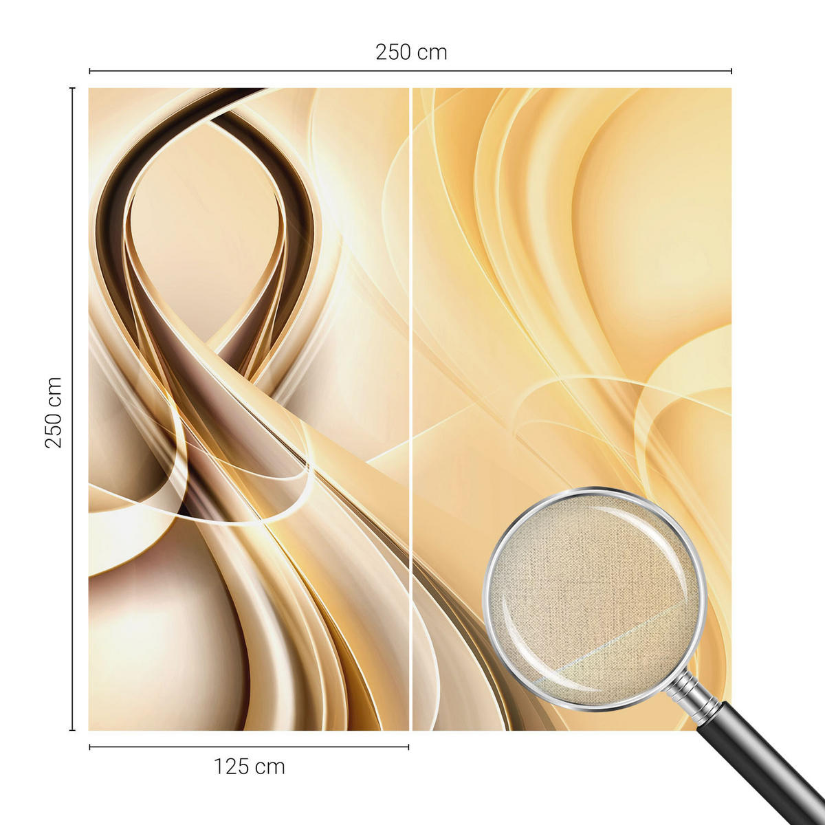 FOTOTAPETE 250x250 cm - Wellenlinien - Orange, Textil (250/250cm) - Wallfluent