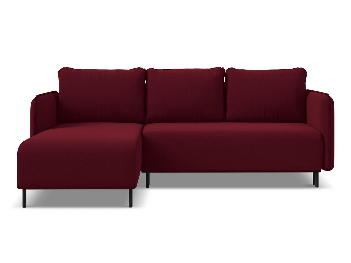 ECKSOFA mit Schlaffunktion Samt Stoff Rot - Bordeaux/Rot, Holz/Textil (162/236cm) - Makamii