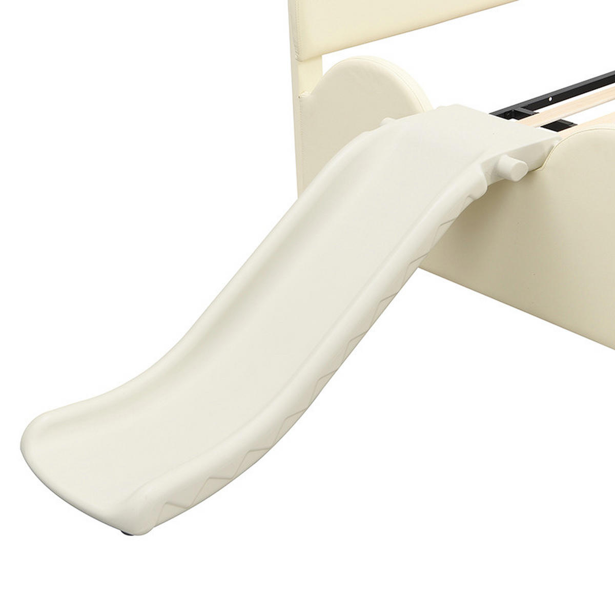 KINDERBETT aus PU 140x200 cm in Beige mit Rutsche & Leiter - Beige, Kunststoff (140/200cm) - Modfu