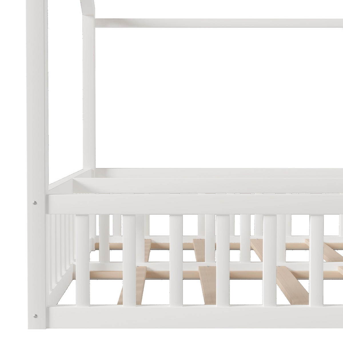 HAUSBETT 90/180/190 cm DE-03336, mit LED und Sicherheitsgeländer, in Weiß - Weiß, Holz/Holzwerkstoff (90/190cm) - ComfortXL